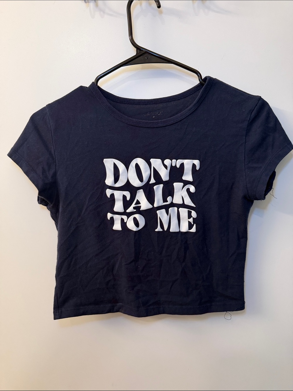 Don't Talk to Me Navy Graphic Crop Tee